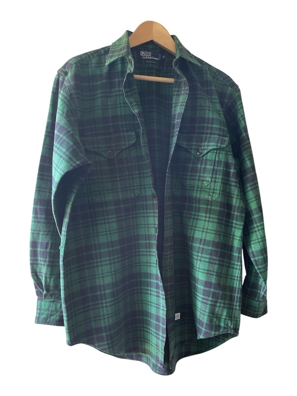 Ralph Lauren Green and Navy Plaid Flannel Shirt